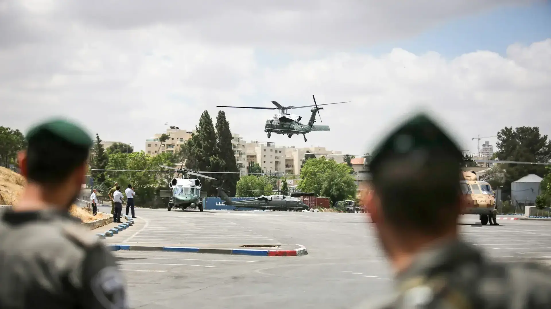אימון הנחתת מסוקים במתחם התחנה בירושלים לקראת הגעתו של נשיא ארה"ב דונלד טראמפ 21 במאי 2017