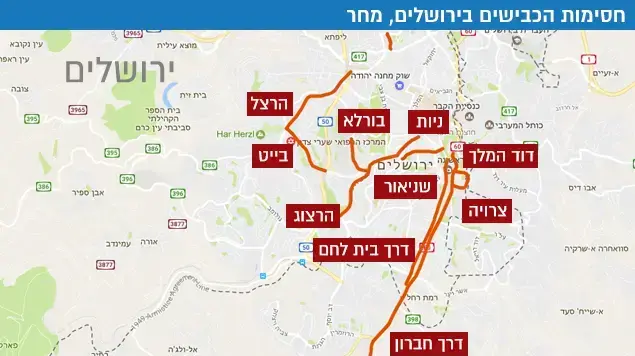 חסימות הכבישים בירושלים, מחר חסימות הכבישים בירושלים, מחר