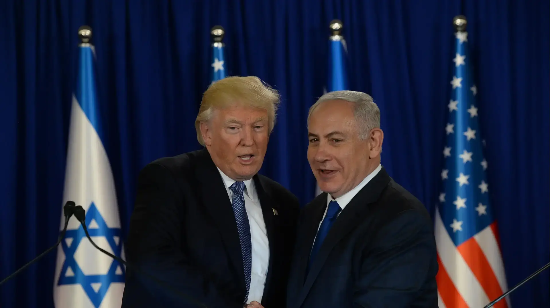 ראש הממשלה בנימין נתניהו והנשיא ארה"ב דולנד טראמפ בהצהרות , בבית רה"מ 22 במאי 2017