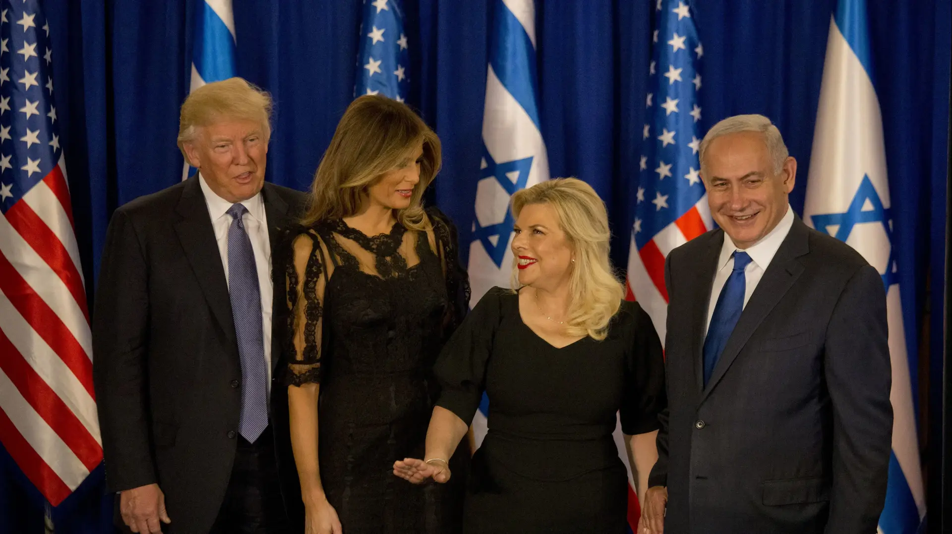 דונלד ומלניה טראמפ במעון ראש הממשלה מאי 2017 דונלד ומלניה טראמפ במעון ראש הממשלה מאי 2017