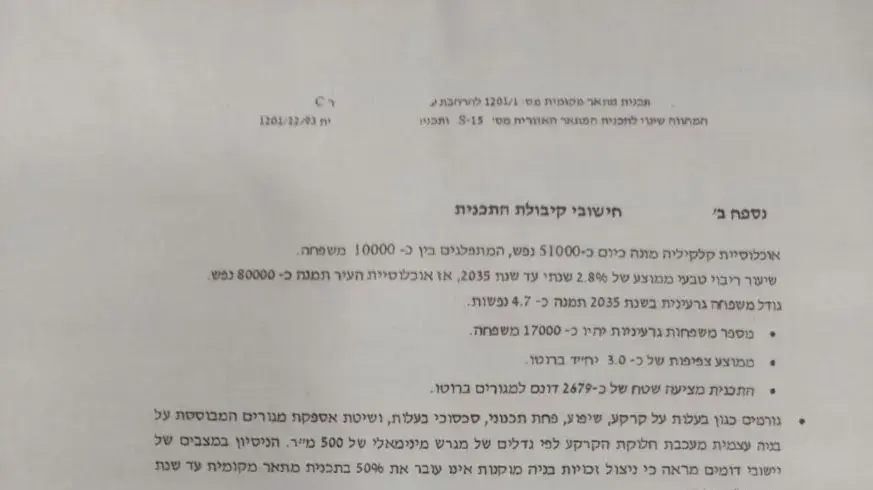 מסמך שהציג שר הביטחון אביגדור ליברמן לגבי הבנייה בקלקיליה 19 ביוני 2017 מסמך שהציג שר הביטחון אביגדור ליברמן לגבי הבנייה בקלקיליה 19 ביוני 2017