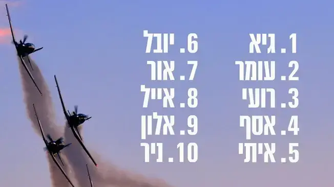 השמות הנפוצים ביותר של טייסי חיל האוויר, יוני 2017 השמות הנפוצים ביותר של טייסי חיל האוויר, יוני 2017