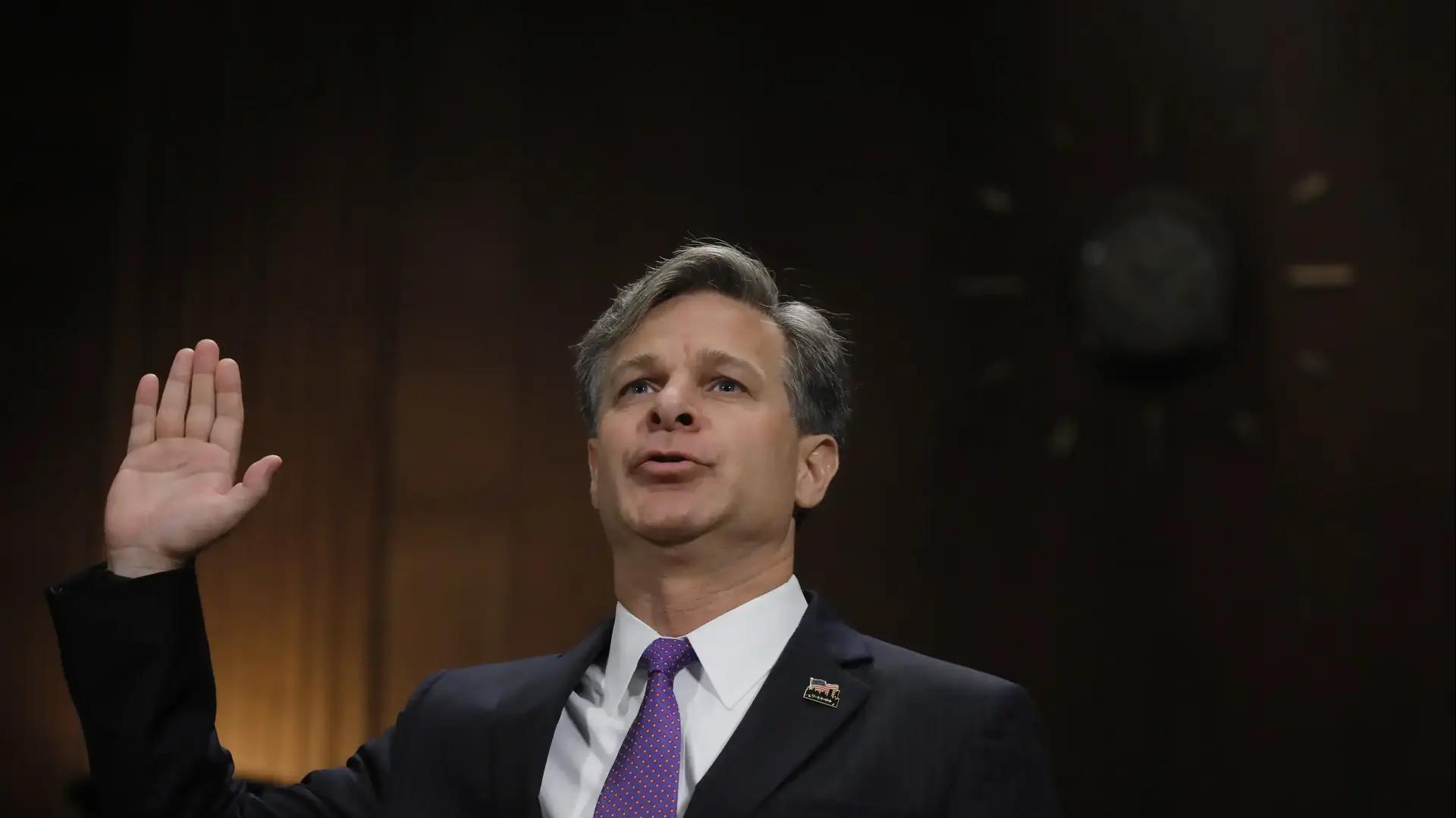 המועמד לראשות ה-FBI כריסטופר ריי בשימוע בסנאט, יולי 2017