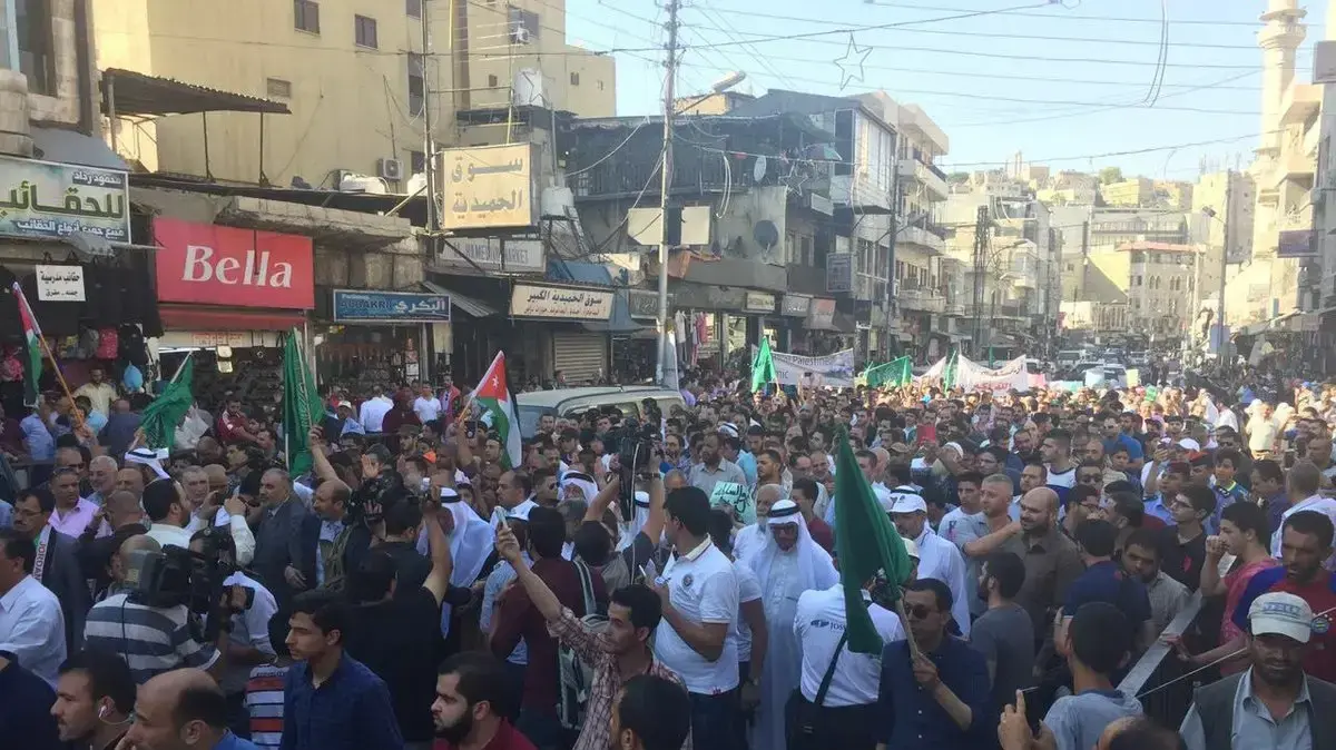 הפגנה בעמאן, בירת ירדן, נגד סגירת מסגד אל-אקצא, 15 ביולי 2017 הפגנה בעמאן, בירת ירדן, נגד סגירת מסגד אל-אקצא, 15 ביולי 2017