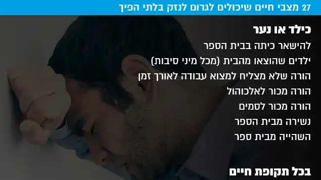 27 מצבי חיים שיכולים לגרום לנזק בלתי הפיך 27 מצבי חיים שיכולים לגרום לנזק בלתי הפיך