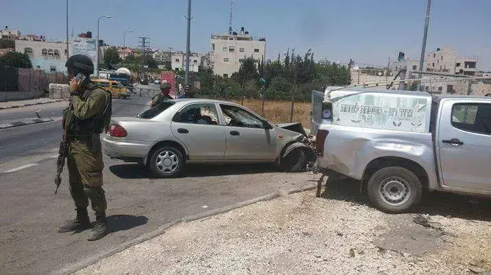 ***לא לשימוש!!!!***זירת ניסיון הדריסה ליד בית ענון בסמוך לקרית ארבע 18 ביולי 2017