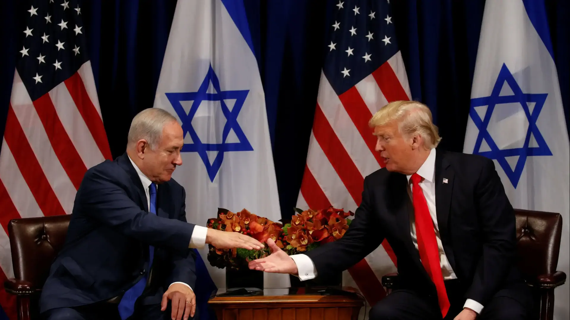 ראש הממשלה בנימין נתניהו ונשיא ארה"ב דונלד טראמפ בפתח פגישתם בניו יורק