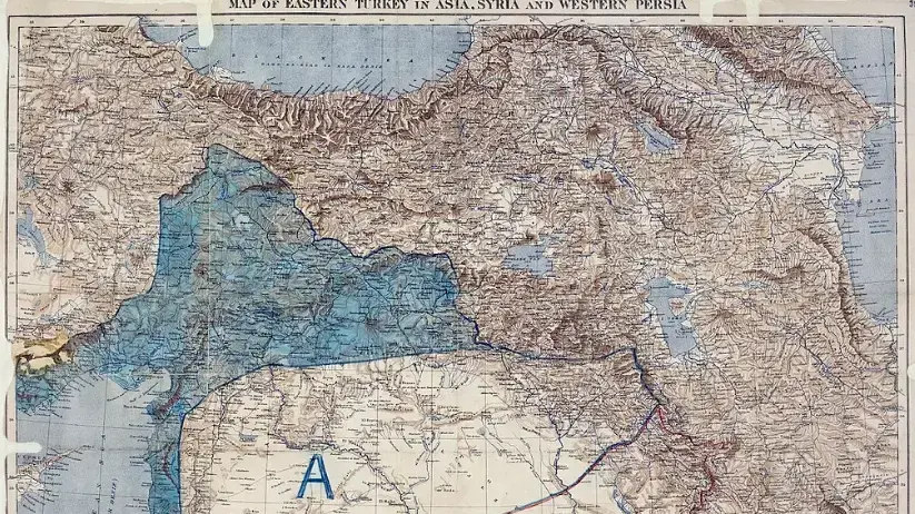 מפת הסכם סייקס-פיקו 1916 מפת הסכם סייקס-פיקו 1916