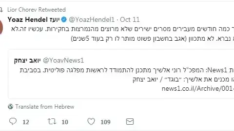 ציוץ של ליאור חורב על המפכ"ל ציוץ של ליאור חורב על המפכ"ל