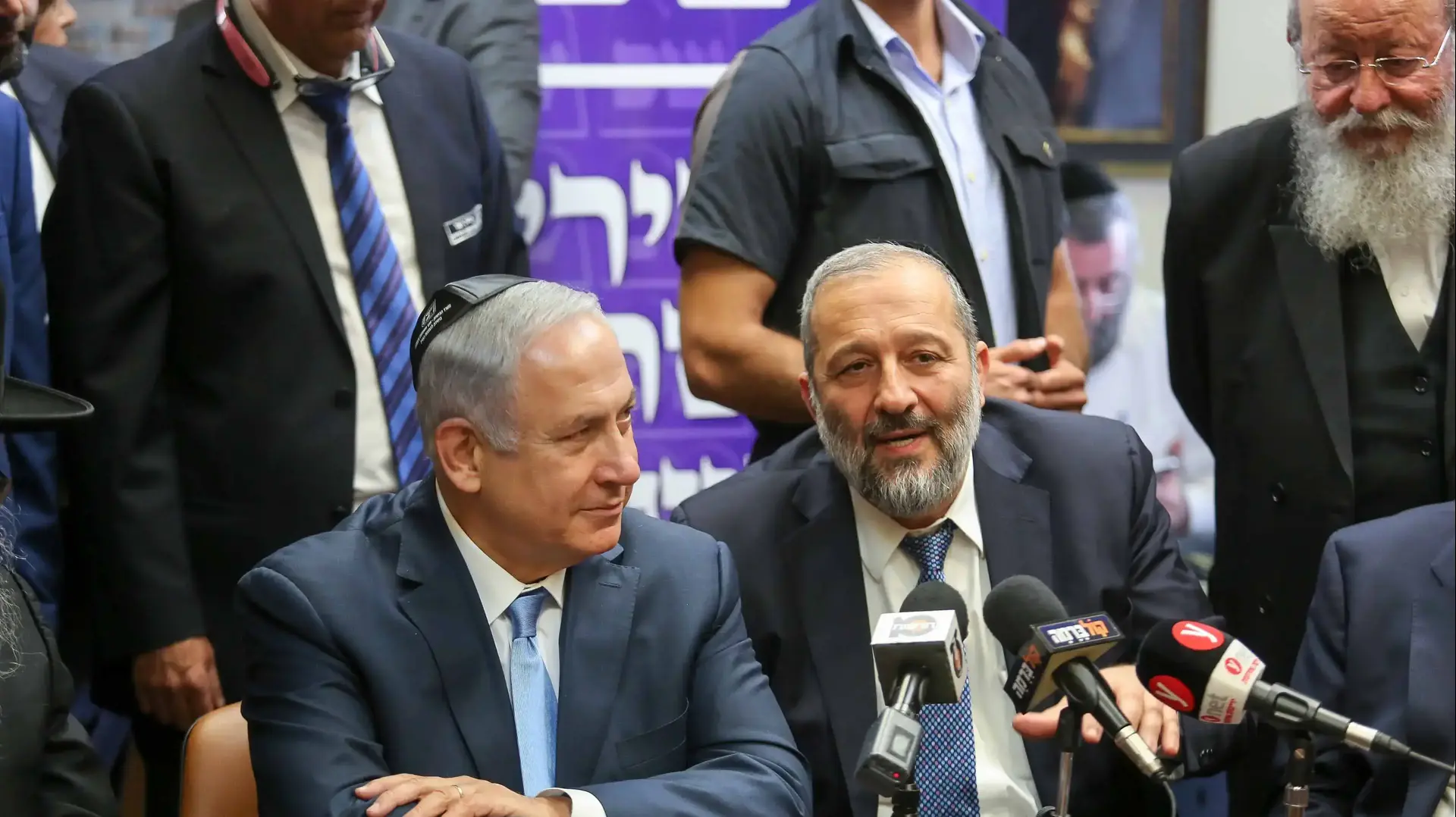 נתניהו ואריה דרעי ישיבת סיעה שס פתיחת מושב הכנסת 23 באוקטובר 2017