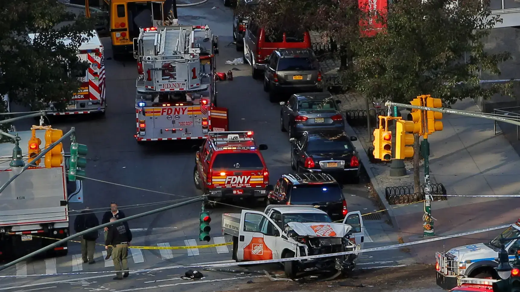 זירת אירוע הדריסה במנהטן, ניו יורק 31 באוקטובר 2017 זירת אירוע הדריסה במנהטן, ניו יורק 31 באוקטובר 2017
