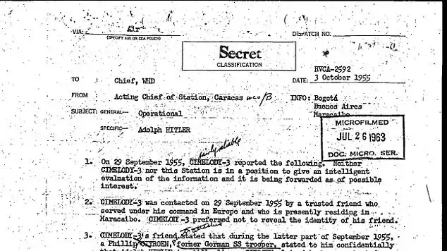 מסמכים סודיים חושפים שה-CIA קיבלו התרעה על מקום הימצאו של אדולף היטלר אחרי נפילת הרייך השלישי מסמכים סודיים חושפים שה-CIA קיבלו התרעה על מקום הימצאו של אדולף היטלר אחרי נפילת הרייך השלישי