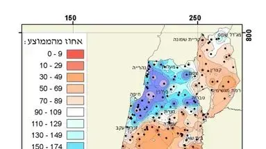 כמות המשקעים באוקטובר 2017 ביחס לממוצע
כמות המשקעים באוקטובר 2017 ביחס לממוצע