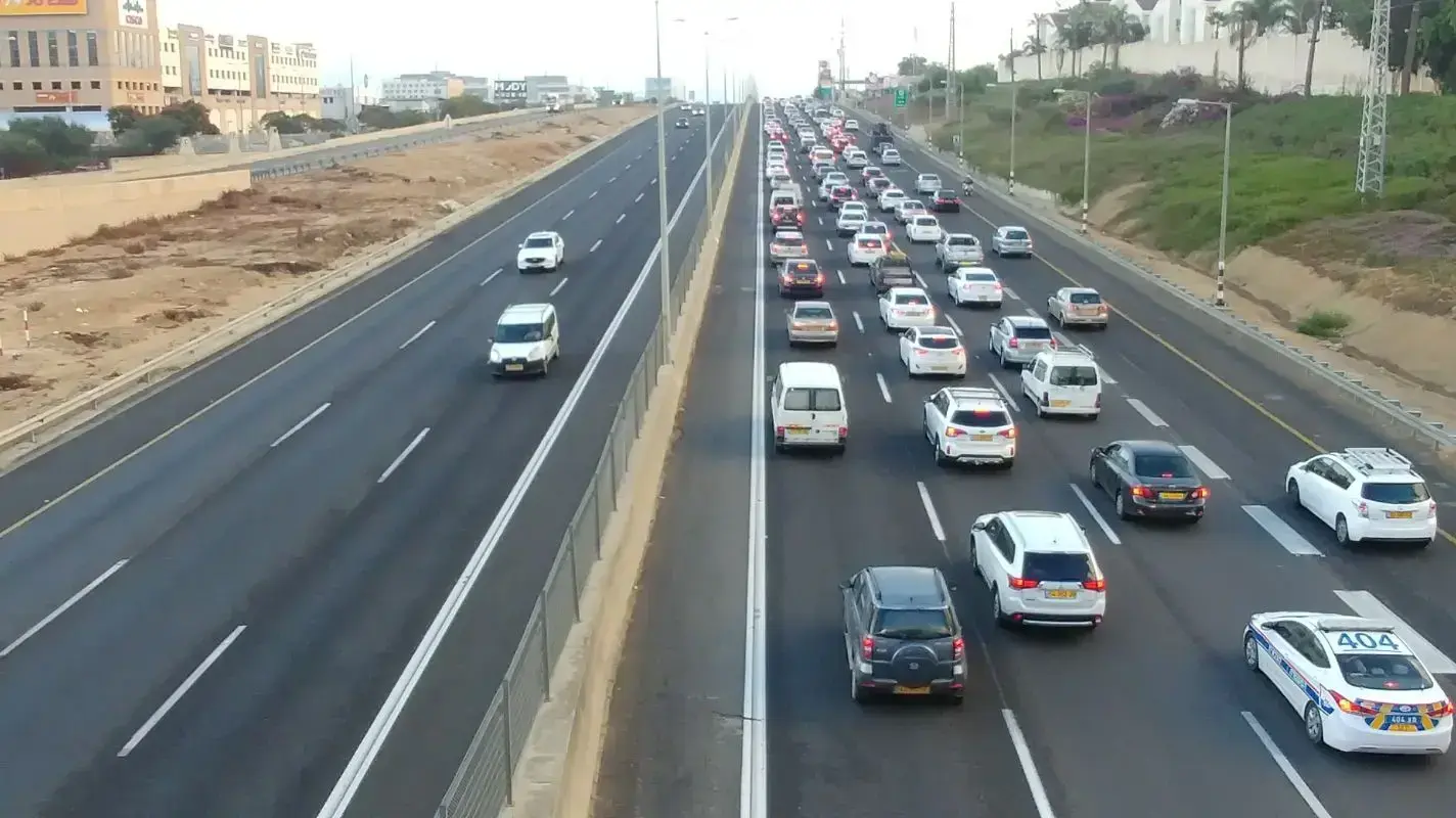 פקקים בכביש החוף, מחלף השלום בנתניה, 2 בנובמבר 2017 פקקים בכביש החוף, מחלף השלום בנתניה, 2 בנובמבר 2017