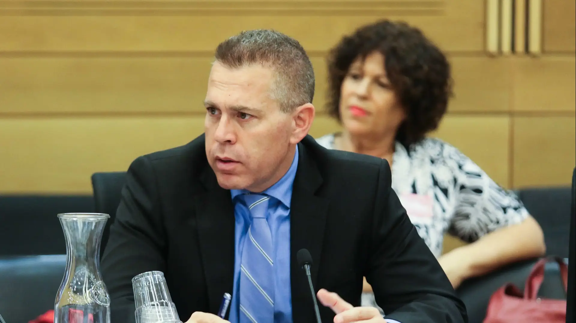 השר לביטחון פנים גלעד ארדן במהלך שדולה אלימות נגד רופאים בכנסת, ירושלים 14 בנובמבר 2017 