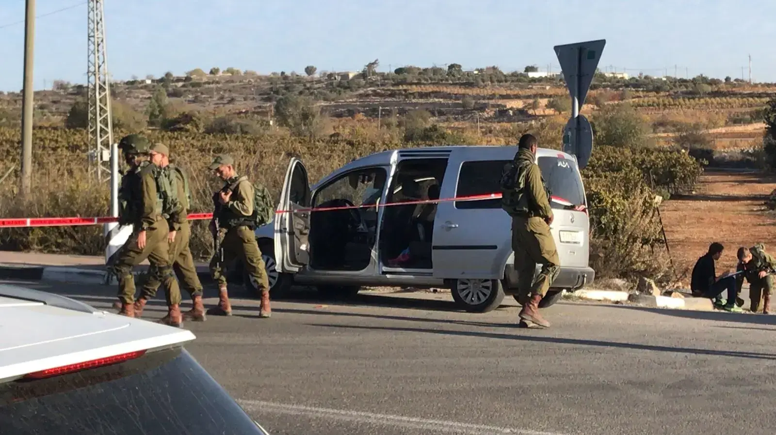 זירת פיגוע הדריסה בגוש עציון 17 בנובמבר 2017 זירת פיגוע הדריסה בגוש עציון 17 בנובמבר 2017