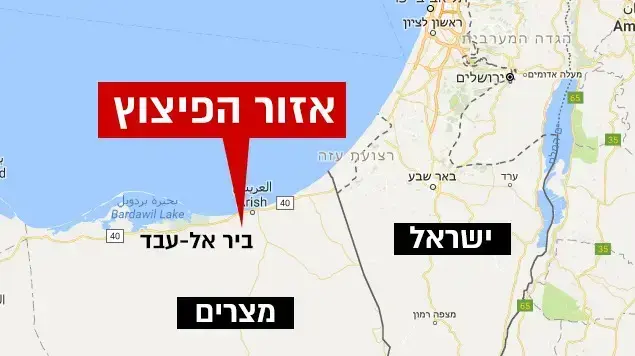 מפת הפיגוע במסגד במצרים מפת הפיגוע במסגד במצרים