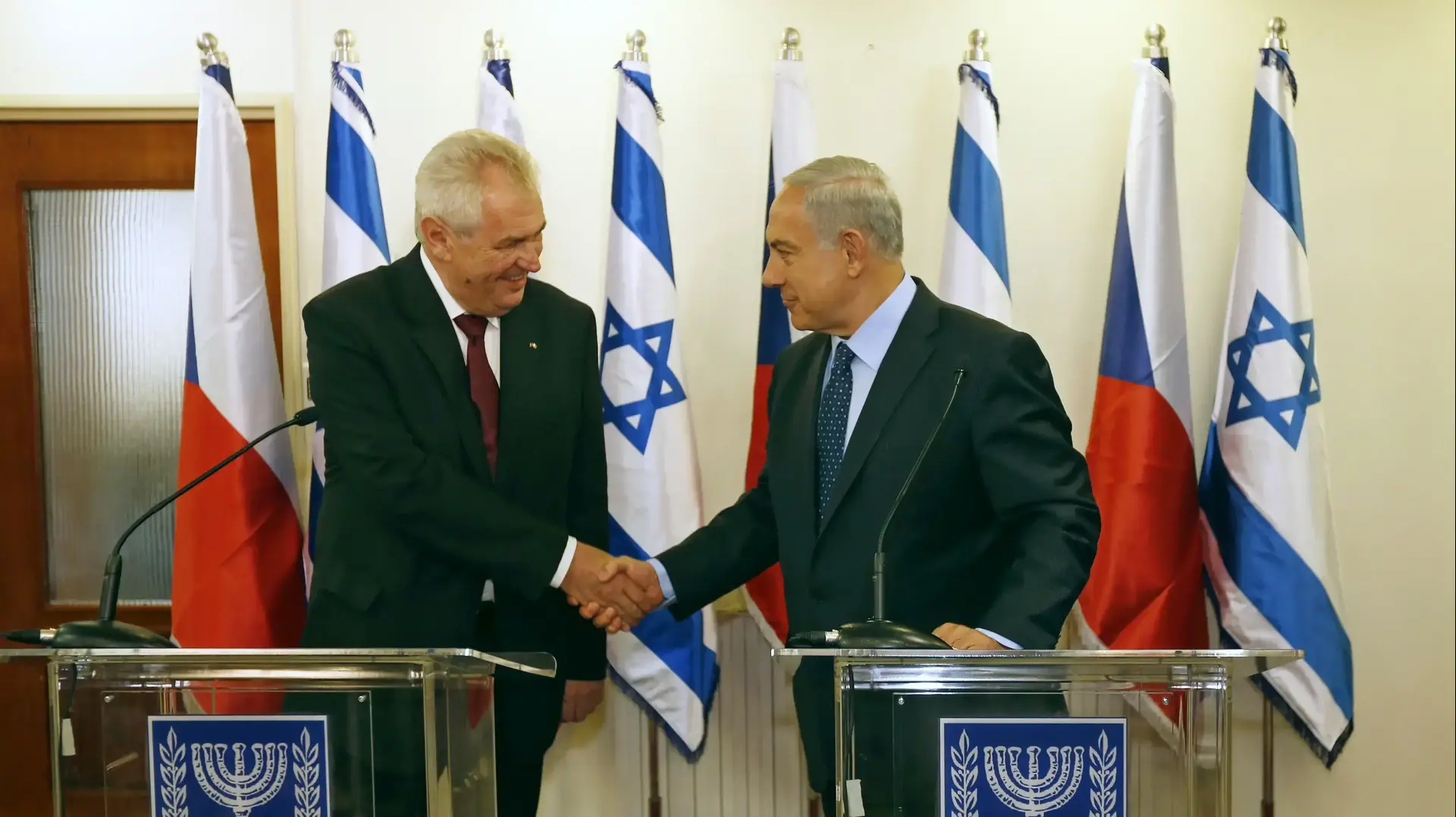 נשיא צ'כיה מילוש זמאן עם ראש הממשלה בנימין נתניהו, 10.7.2013