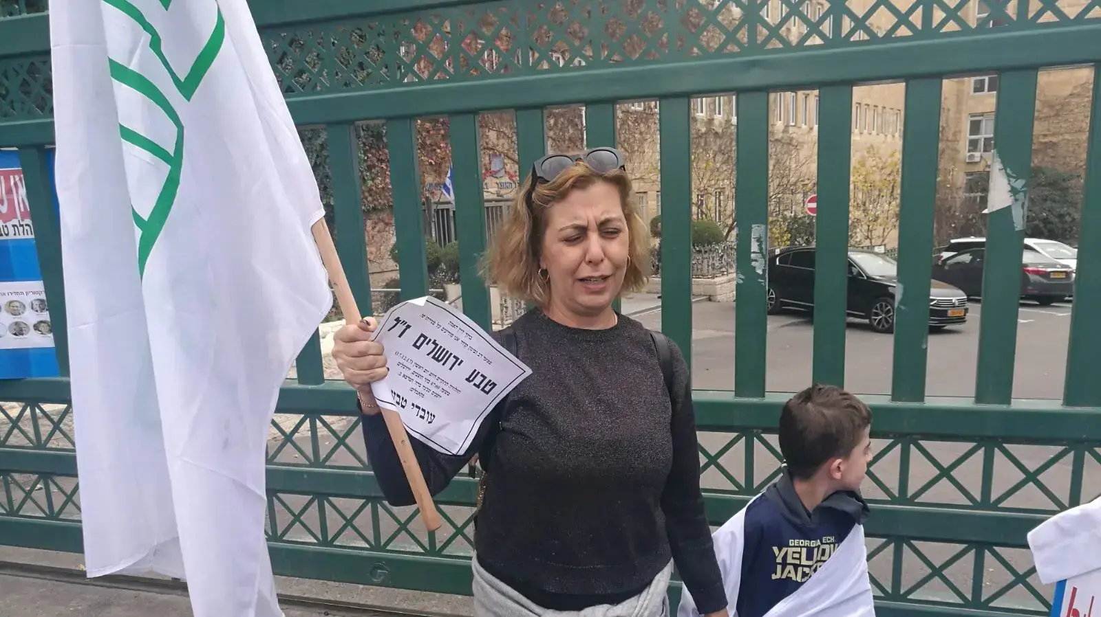 נילי ובנה, עובדת טבע, בהפגנה מול משרד האוצר בירושלים, 18 בדצמבר 2017 נילי ובנה, עובדת טבע, בהפגנה מול משרד האוצר בירושלים, 18 בדצמבר 2017
