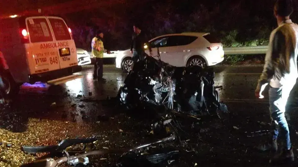 זירת תאונת הדרכים בכביש הגישה לברטעה, 4 בינואר 2018