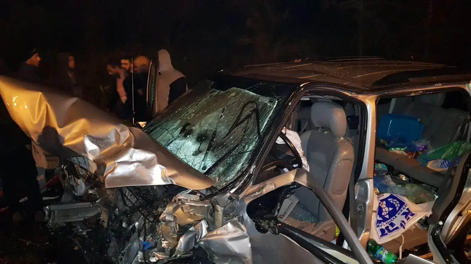 זירת תאונת הדרכים בכביש הגישה לברטעה, 4 בינואר 2018 זירת תאונת הדרכים בכביש הגישה לברטעה, 4 בינואר 2018