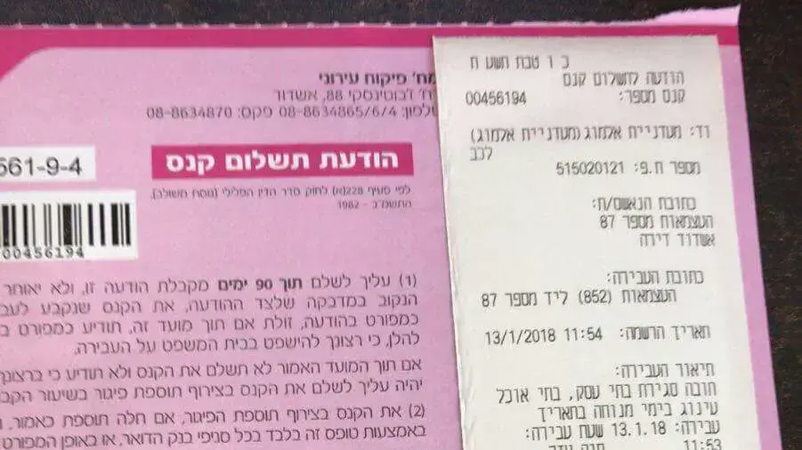 דוח שניתן לעסק על היותו פתוח בשבת, אשדוד, 13 בינואר 2018 דוח שניתן לעסק על היותו פתוח בשבת, אשדוד, 13 בינואר 2018