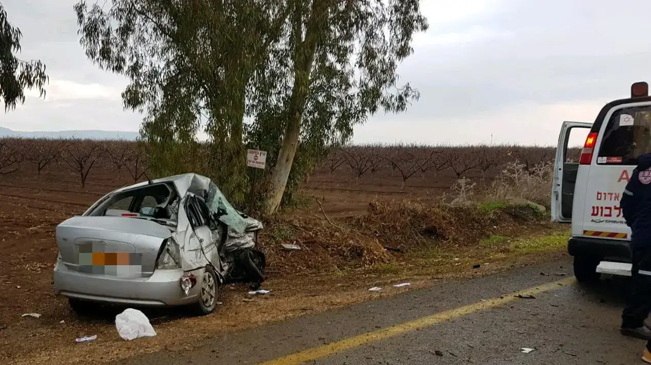תאונה בין ניידת משטרה ומכונית פרטית סמוך לכפר כמא. 17 בינואר 2018 תאונה בין ניידת משטרה ומכונית פרטית סמוך לכפר כמא. 17 בינואר 2018
