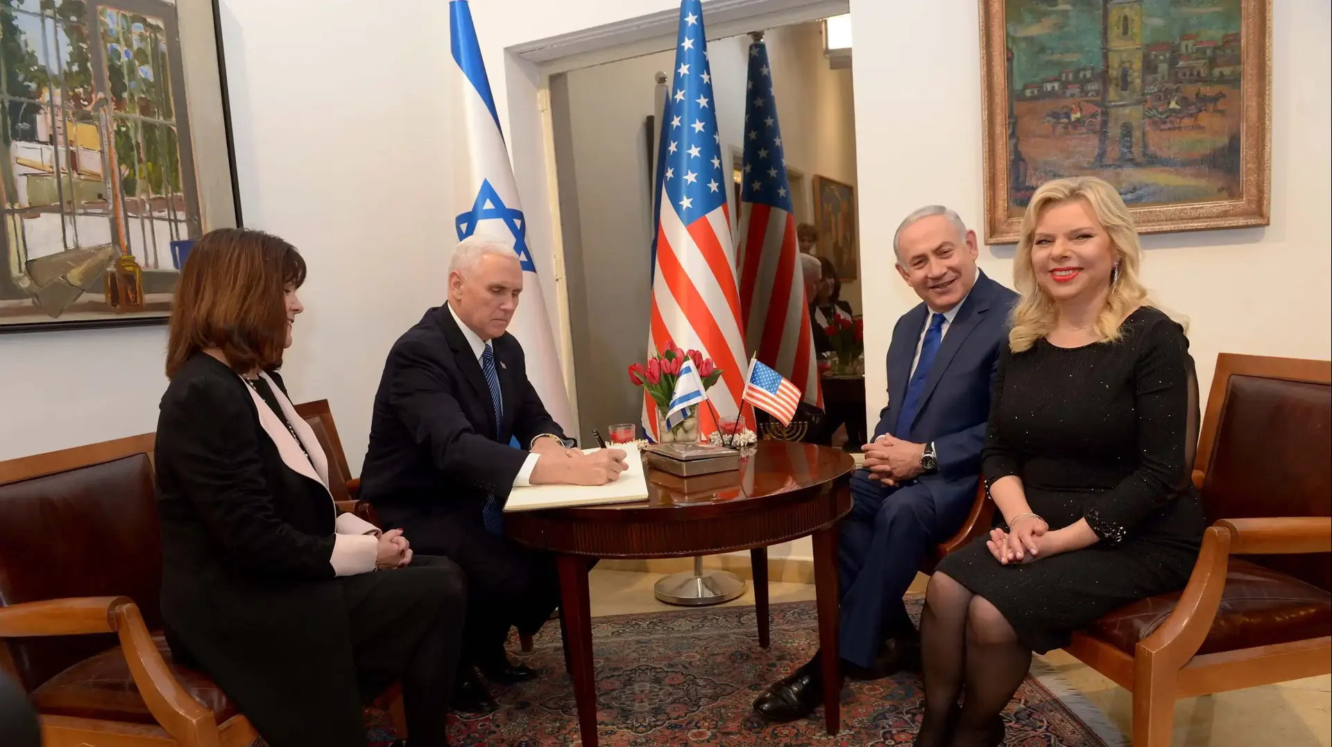 ארוחת ערב של סגן נשיא ארה"ב מייק פנס ורעייתו עם ראש הממשלה ורעייתו במעון רה"מ 22 בינאור 2018 ארוחת ערב של סגן נשיא ארה"ב מייק פנס ורעייתו עם ראש הממשלה ורעייתו במעון רה"מ 22 בינאור 2018