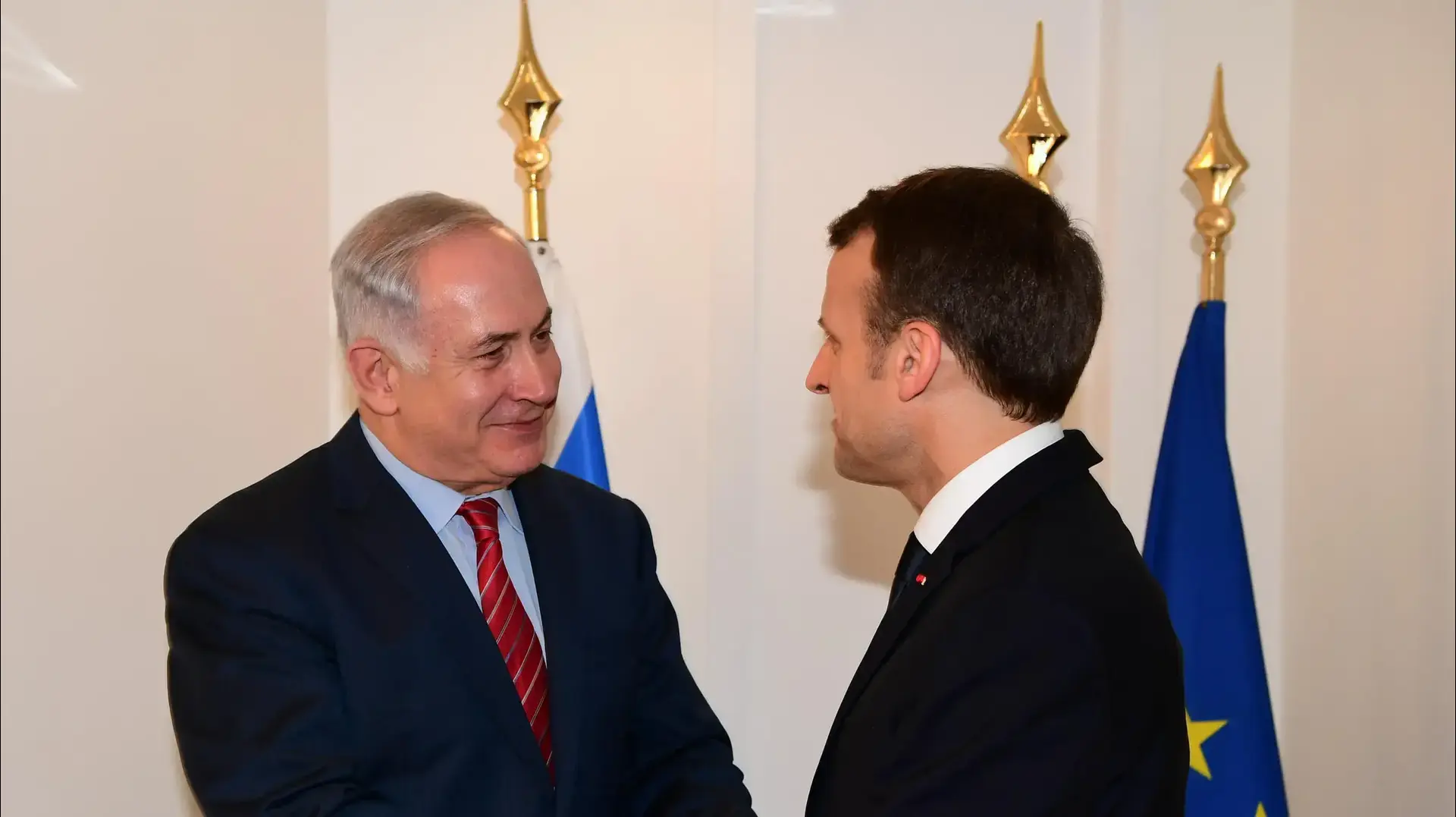 ביבי נתניהו ועמנואל מקרון בדבוס, 24 בינואר 2018