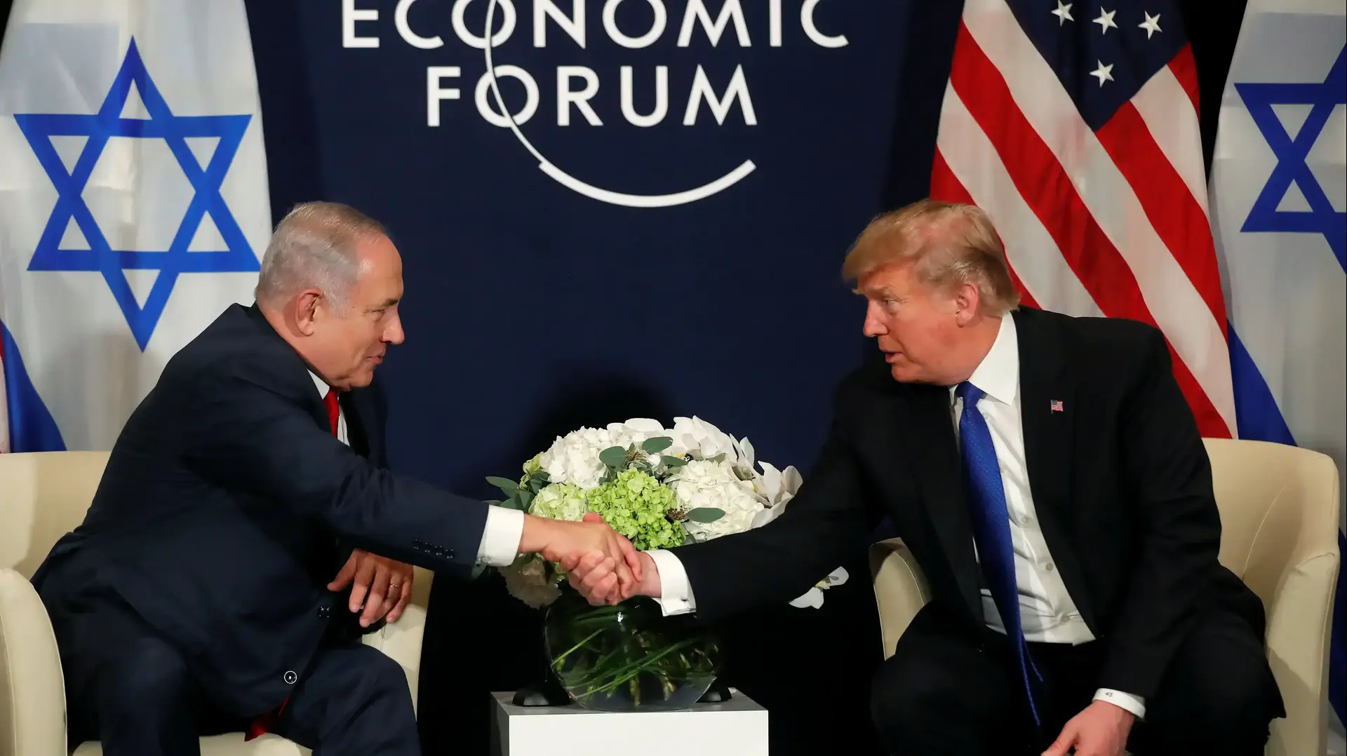 פגישת ראש הממשלה בנימין נתניהו ונשיא ארה"ב דונלד טראמפ בדאבוס, שוויץ 25 בינאור 2018 