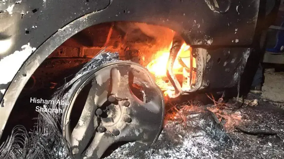 הרכב שהוצת בהפרת הסדר האלימה באבו דיס הרכב שהוצת בהפרת הסדר האלימה באבו דיס