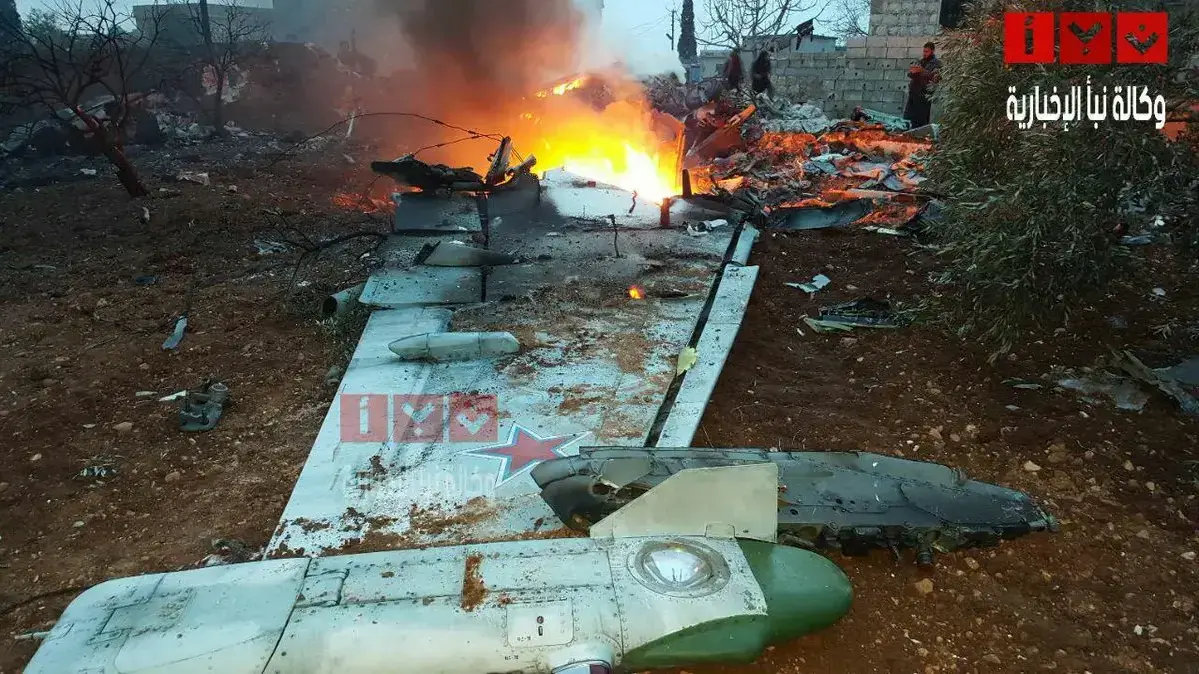 מטוס רוסי שהמורדים הסורים הפילו לכאורה, פברואר 2018