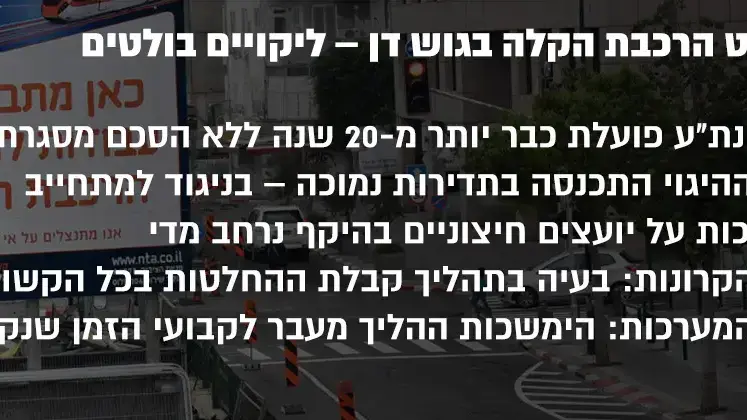 פרויקט הרכבת הקלה בגוש דן- ליקויים בולטים פרויקט הרכבת הקלה בגוש דן- ליקויים בולטים