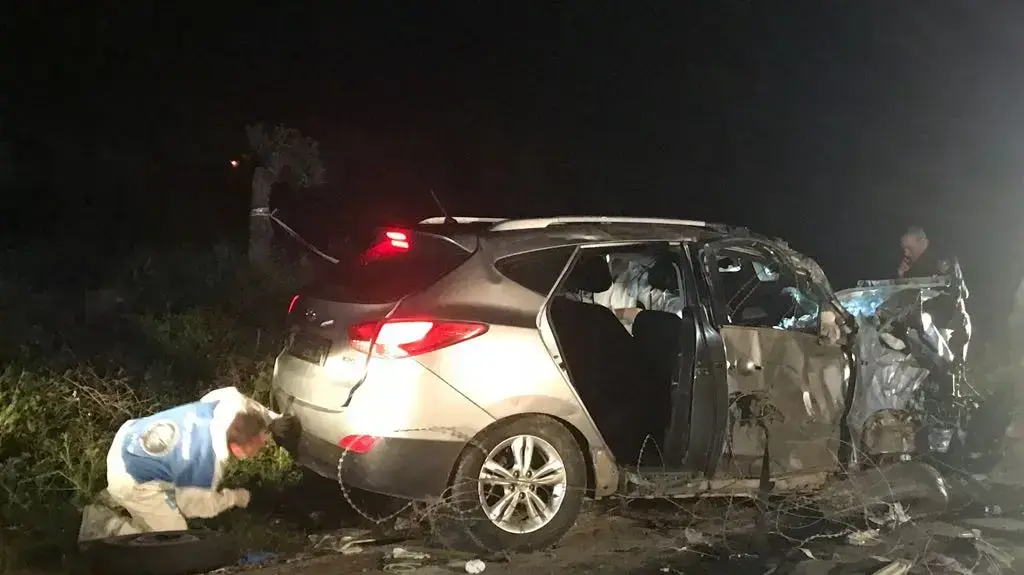 הרכב שפגע בקבוצת הולכי רגל באזור ריחן שבשומרון, 16 במרץ 2018 הרכב שפגע בקבוצת הולכי רגל באזור ריחן שבשומרון, 16 במרץ 2018