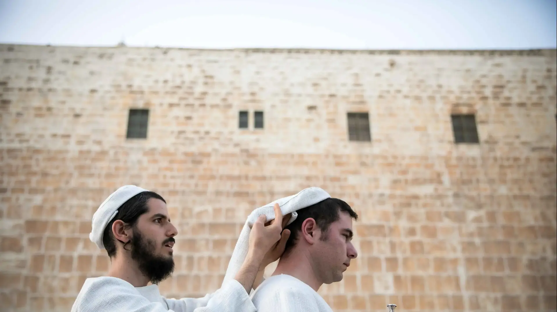 טקס קורבן הפסח בגן דוידסון שקרוב להר הבית בירושלים טקס קורבן הפסח בגן דוידסון שקרוב להר הבית בירושלים