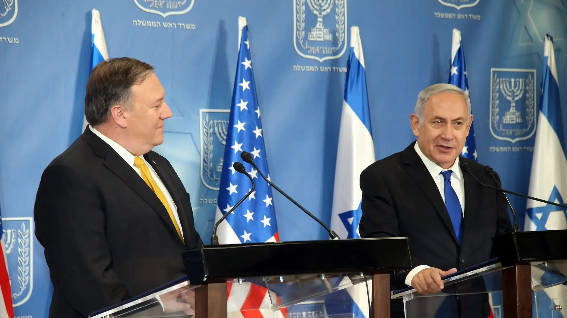 בנימין נתניהו ומייק פומפאו, הקריה תל אביב, 29 באפריל 2018