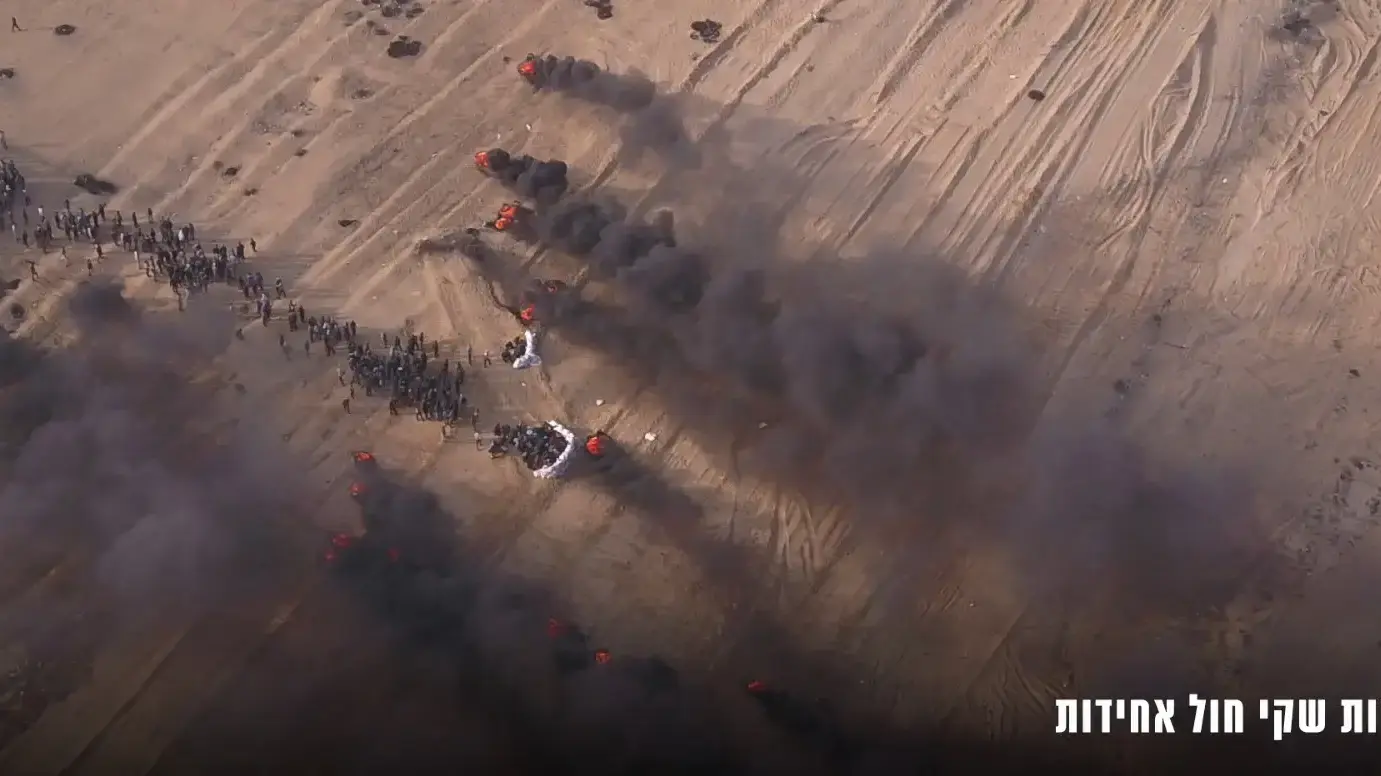 משיטות הפעלת הטרור של חמאס בחסות הפגנות אזרחיות- עמדות שקי חול אחידות משיטות הפעלת הטרור של חמאס בחסות הפגנות אזרחיות- עמדות שקי חול אחידות