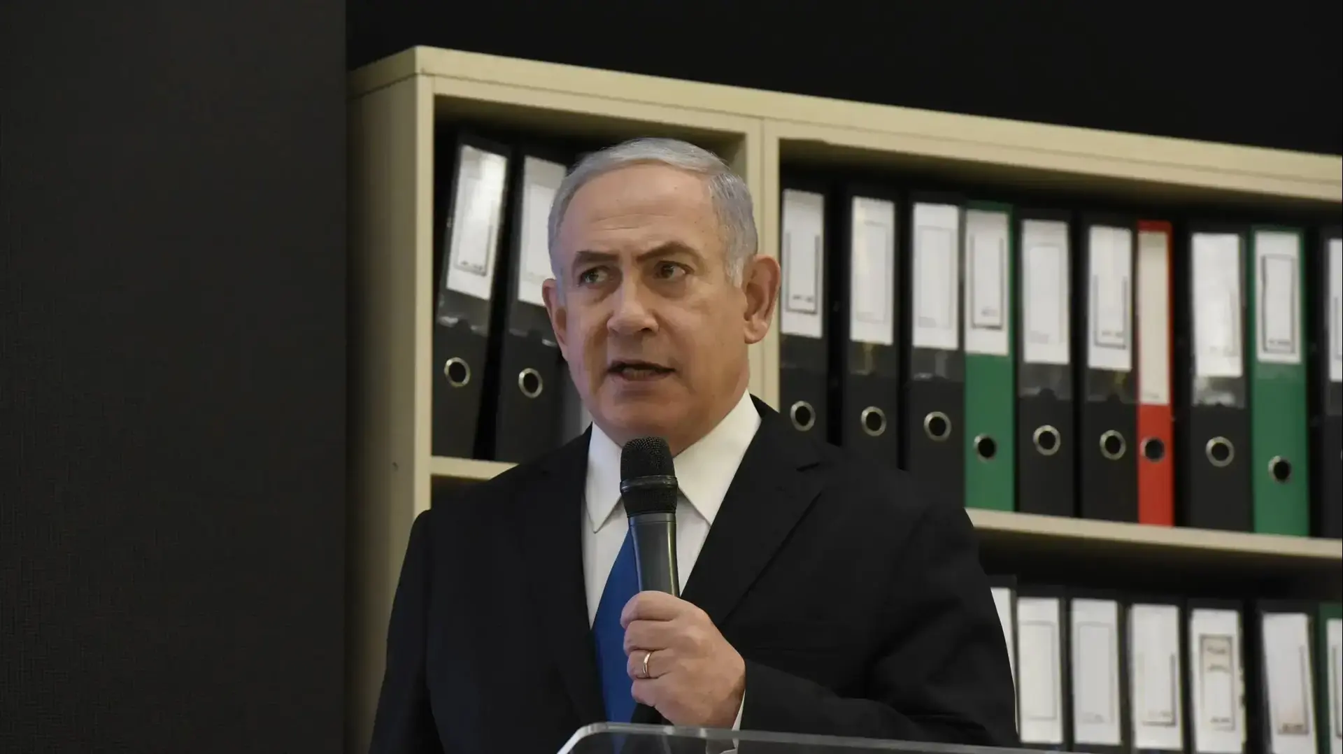 ראש הממשלה בנימין נתניהו במהלך הצהרה מיוחדת על התפתחות משמעותית בעניין הסכם הגרעין עם איראן, קרייה, ת"א 30 באפריל 2018 