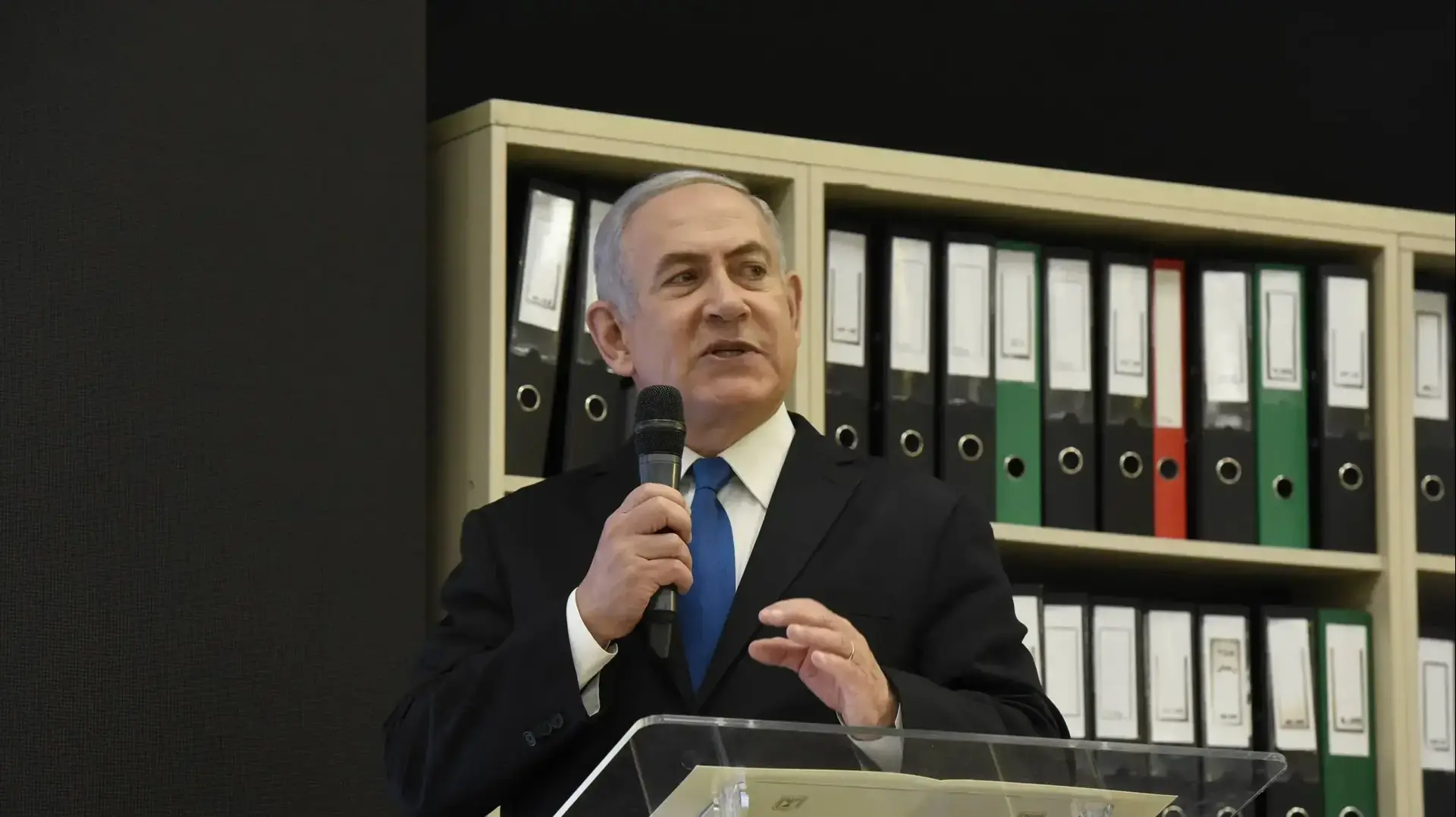 ראש הממשלה בנימין נתניהו במהלך הצהרה מיוחדת על התפתחות משמעותית בעניין הסכם הגרעין עם איראן, קרייה, ת"א 30 באפריל 2018 ראש הממשלה בנימין נתניהו במהלך הצהרה מיוחדת על התפתחות משמעותית בעניין הסכם הגרעין עם איראן, קרייה, ת"א 30 באפריל 2018