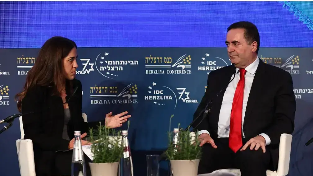 שר התחבורה ישראל כץ, וטל שלו במהלך כנס הרצליה 9 במאי 2018 שר התחבורה ישראל כץ, וטל שלו במהלך כנס הרצליה 9 במאי 2018