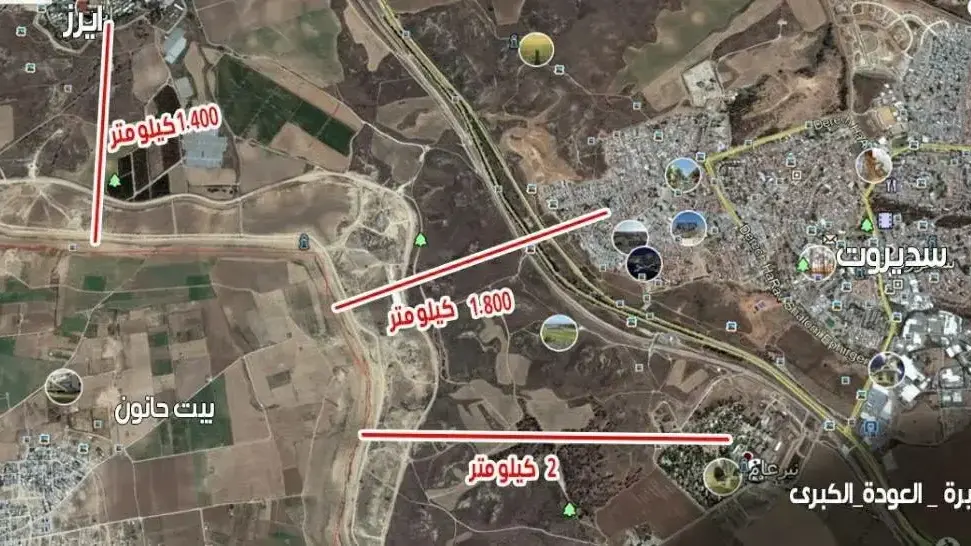 מפות טווחים וכיוונים של חמאס המסמנות לפורצי הגדר את יעדיהם מפות טווחים וכיוונים של חמאס המסמנות לפורצי הגדר את יעדיהם