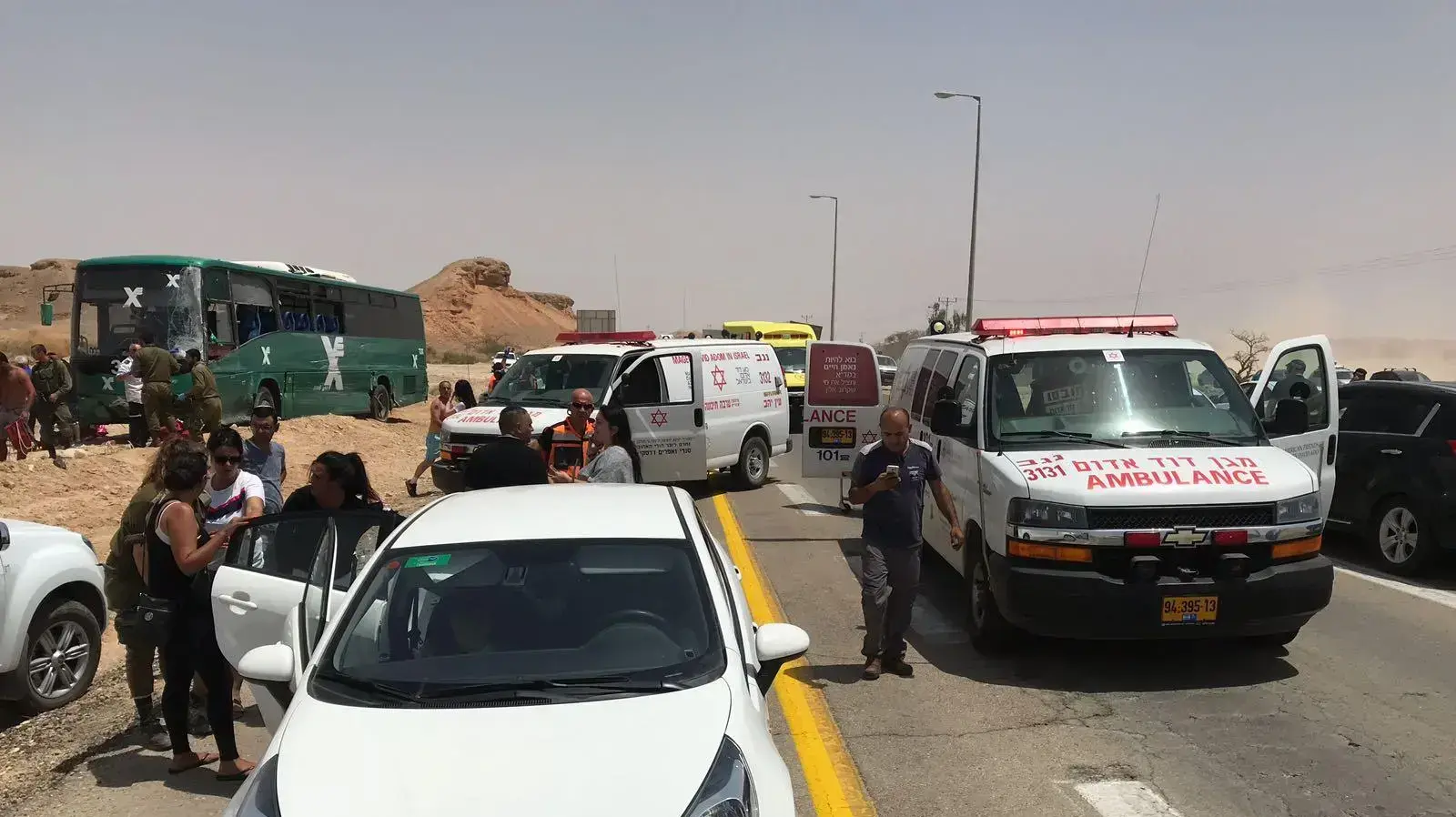 שמונה נפצעו בתאונה בין משאית לאוטובוס בכביש 90 ב-7 ביוני 2018