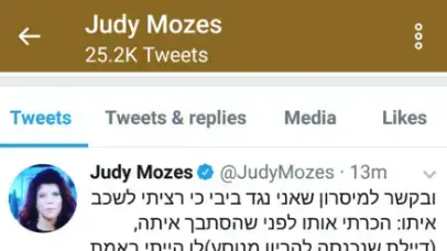 ציוץ מחוק ג'ודי שלום ניר מוזס נתניהו ציוץ מחוק ג'ודי שלום ניר מוזס נתניהו