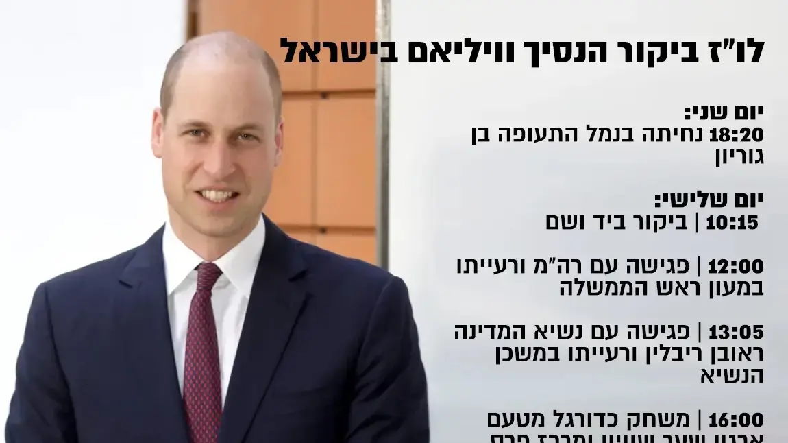 לו"ז ביקור הנסיך ויליאם בישראל
לו"ז ביקור הנסיך ויליאם בישראל