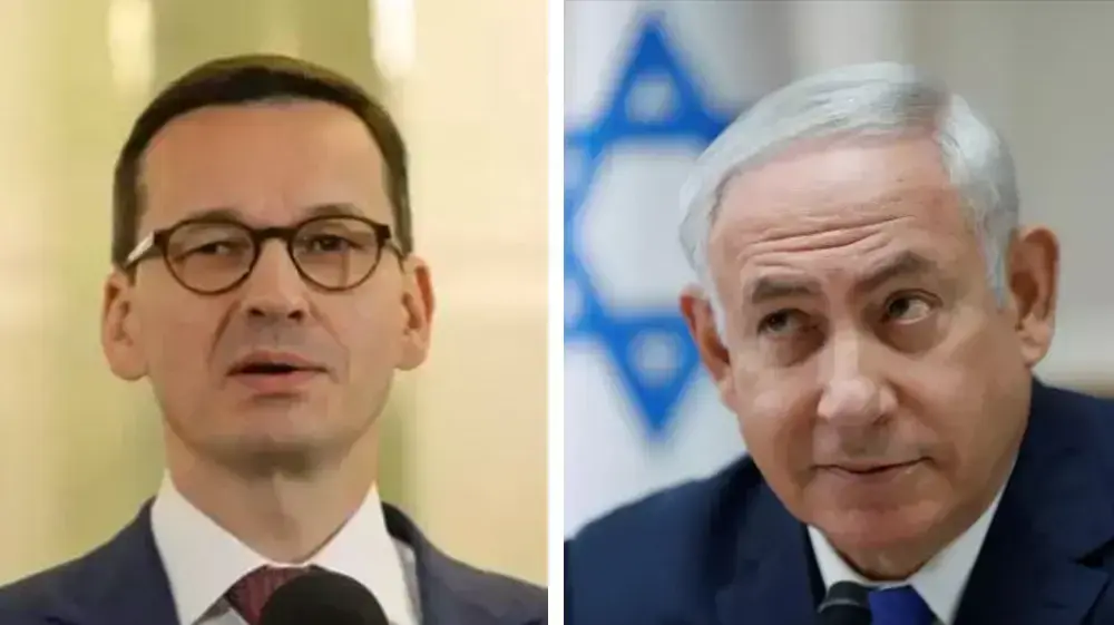 מפוצלת - ראש הממשלה בנימין נתניהו, וראש ממשלת פולין, מטאוש מורבייצקי