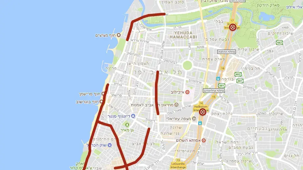 מפת חסימות לילה לבן, 28 ביוני 2018 מפת חסימות לילה לבן, 28 ביוני 2018