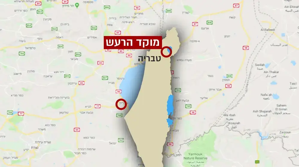 מפת מוקד הרעש בטבריה - 4 ביולי 2018 מפת מוקד הרעש בטבריה - 4 ביולי 2018