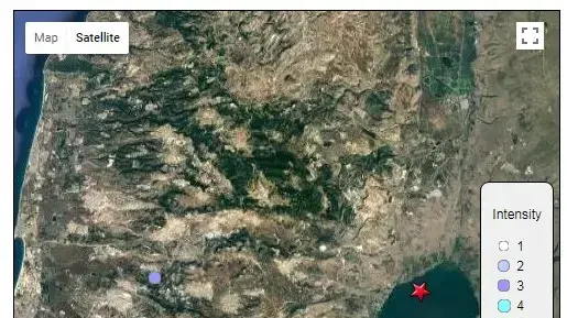 מפת רעידות אדמה בצפון מפת רעידות אדמה בצפון