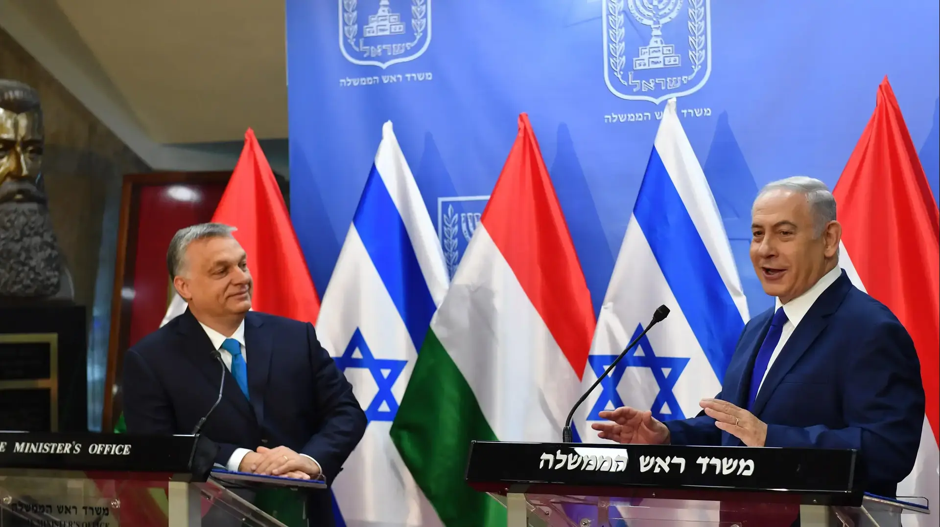 ראש ממשלת הונגריה, ויקטור אורבן וראש הממשלה, בנימין נתניהו בירושלים, 19 ביולי 2018 ראש ממשלת הונגריה, ויקטור אורבן וראש הממשלה, בנימין נתניהו בירושלים, 19 ביולי 2018