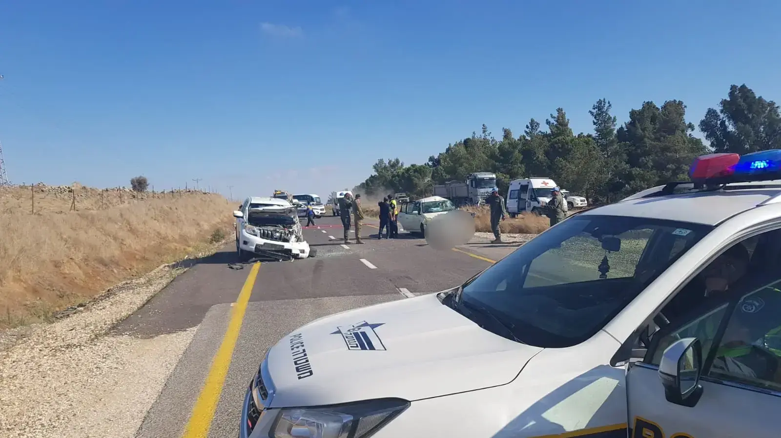 זירת התאונה סמוך למושב שעל ברמת הגולן - 31 ביולי 2018 זירת התאונה סמוך למושב שעל ברמת הגולן - 31 ביולי 2018